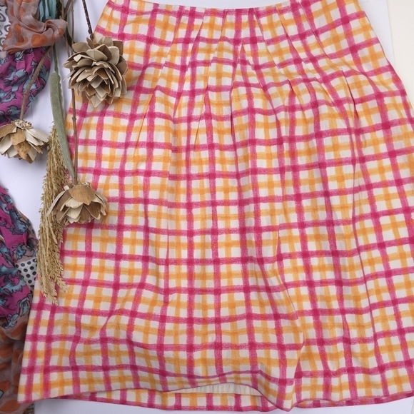 Talbots Plaid Pink and Orange Cotton Plaid Women's Skirt Sz 8 - Picture 3 of 8